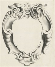 Cartouche with lobe ornament whose edges curl inwards, Michael Mosijn, Gerbrand van den Eeckhout,