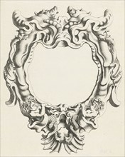 Cartouche with lobe ornament, down two sea gods, Michiel Mosijn, Gerbrand van den Eeckhout, Clement