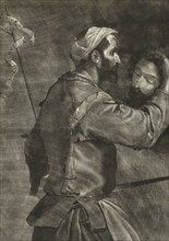 The executioner with head of John the Baptist, print maker: Prinz Ruprecht, Jusepe Ribera possibly,