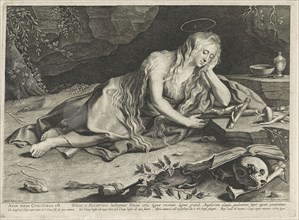 Penitent Mary Magdalene in a cave, Lucas Vorsterman (I), 1619 - 1675