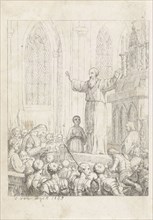 Appointment of Bernulfus bishop of Utrecht, print maker: Jacobus van Dijck, 1853