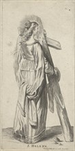Saint Helena with the True Cross, print maker: Pieter de Bailliu I, 1623 - 1660