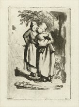 Two standing peasant women, one with a child on her arm, Marie Lambertine Coclers, 1776 - 1815