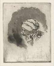 Study Sheet with the head of an eating girl in profile to the left, Louis Bernard Coclers,