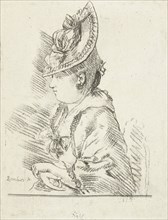 Portrait of a young lady with hat in profile to the left, Louis Bernard Coclers, 1756 - 1817