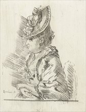 Portrait of a young lady with hat in profile to the left, Louis Bernard Coclers, 1756-1817