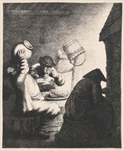 Figures eat pancakes in an interior, Jan Gillisz. van Vliet, 1634