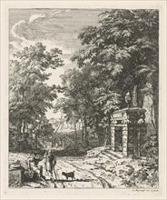 Two people in a tomb, Albert Meyeringh, 1695 - 1714