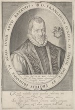 Portrait of Francis Junius, Jacob Matham, DaniÃ«l Heinsius, 1598
