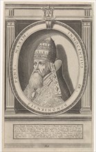 Portrait of Pope Innocent IX dressed in papal robes, the head adorned with the papal tiara, bust