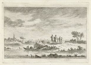 Travelers in a river landscape, attributed to Anthonij van der Haer, c. 1745 - 1785