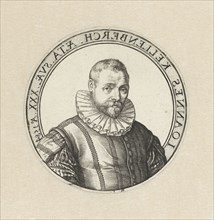 Portrait of John Kellenberch at the age of 30, print maker: Hendrick Goltzius, 1584