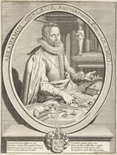 Portrait of Abraham Gorlaeus at the age of 52, print maker: Anonymous, Jacob de Gheyn II, Hugo de