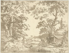 Arcadian landscape with Janus Picture, Hermanus Fock, 1781 - 1822