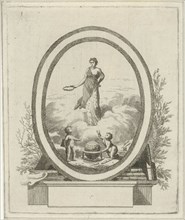 Vignette with woman with laurel wreath, Hermanus Fock, 1810