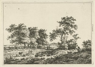 Landscape with cartoonist and dog, Hermanus Fock, 1781 - 1822