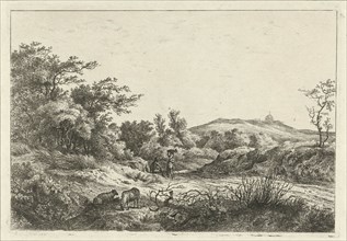 Landscape with Shepherd and wife, print maker: Hermanus Fock, 1781 - 1822