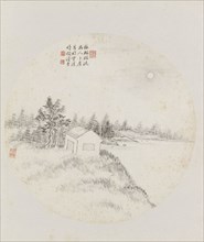 Album page, chinese painting. landscape in China,  Hui Nian, 1850 - 1900