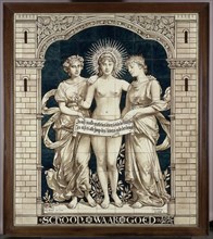 Tile panel with the personifications of the Beautiful, the True and the Good, N.V. Haagsche