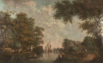 Three wall hangings with a Dutch landscape, attributed to Jurriaan Andriessen, 1776