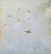 Dolls-house Ceiling-Painting of a Cloudy Sky with Birds, attributed to Nicolaes Piemont, c. 1690 -