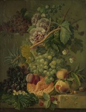 Still Life with Flowers and Fruit, Albertus Jonas Brandt, 1816 - 1817