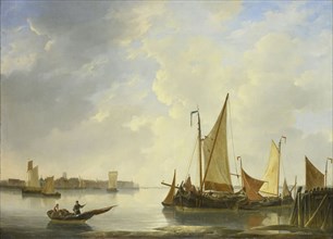 View of Dordrecht from Papendrecht, The Netherlands, Christiaan Lodewijk Willem Dreibholtz, 1830 -