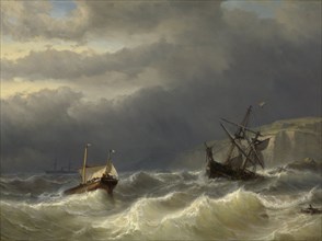 Storm in the Strait of Dover, Louis Meijer, 1819 - 1866