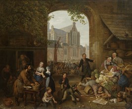 Two drunks on the market near the Westerkerk , Amsterdam The Netherlands, Peter Paul Joseph NoÃ«l,