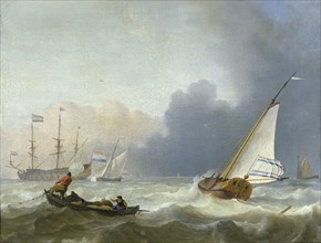 Rough Seas with a Dutch Yacht under sail, Ludolf Bakhuysen, 1694