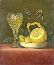 Still Life with Lemon and Cut-glass Wine Goblet, Maria Margaretha van Os, 1823 - 1826