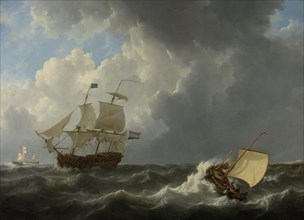 Ships on a Stormy Sea, Johannes Christiaan Schotel, 1826