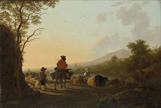 Landscape with Cattle Driver and Shepherd, Jacob van Strij, c. 1780 - c. 1785