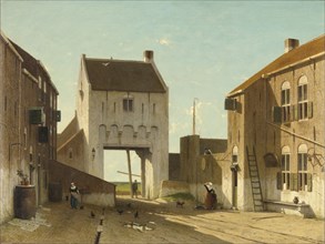 A Town Gate in Leerdam, The Netherlands, Jan Weissenbruch, c. 1868 - c. 1870