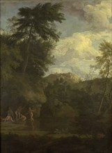 Arcadian Landscape with Diana Bathing, Johannes Glauber, 1680 - 1726