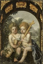 Christian Allegory with two Children with Cross and Chalice, Anonymous, 1650 - 1699