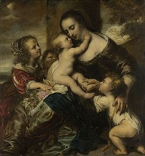 Portrait of a woman with four children, depicted as Caritas, JÃ¼rgen Ovens, 1650 - 1678