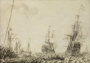 Ships near a Harbor, Experiens Sillemans, 1649