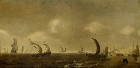 Seascape on the Beach of Scheveningen, The Netherlands, attributed to Willem van Diest, 1640 - 1660