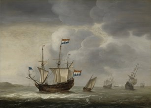Ship off the Coast, Jacob Gerritz. Loef, 1620 - 1670
