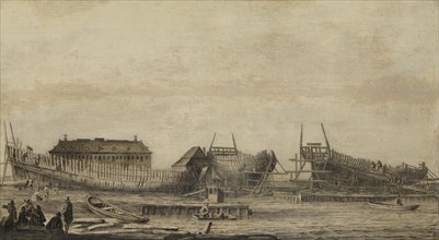 Shipyard of the Admiralty of Amsterdam, The Netherlands, Ludolf Bakhuysen, 1655 - 1660