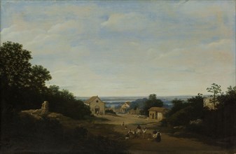 Brazilian landscape with the village of IgaraÃ§Ãº. To the left the church of Sts Cosmas and Damian,