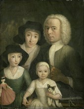 Self Portrait with his Wife Sanneke van Bommel and their two Children, Hendrik Spilman, 1761 - 1784