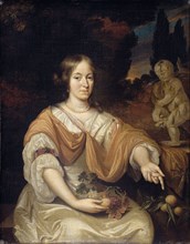 Portrait of Sara Pottey, Wife of Johan van Bochoven, DaniÃ«l Haringh, 1670 - 1690