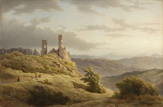 Mountain Landscape with ruin, Louwrens Hanedoes, 1849