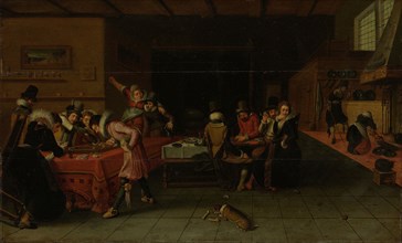 Interior of a Tavern or Brothel with People Drinking and Playing Trictrac, Anonymous, c. 1620 - c.