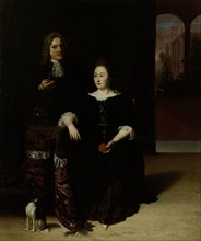 Portrait of a Woman and a Man in an Interior, Matthias Wulfraet, 1694
