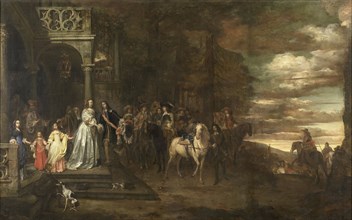 Cavalry Captain Hendrik de Sandra's Taking Leave from his Wife and Children, Pieter van Anraedt,