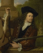 Portrait of Jan de Hooghe, Brother of Anna de Hooghe in Hunting Costume, Ludolf Bakhuysen, 1700