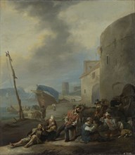 Italian Harbor, Italy, Johannes Lingelbach, 1650 - 1674